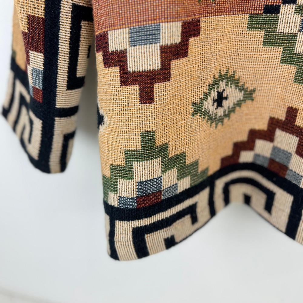VTG! Its Outta The Bag Unge Potch Ket Tapestry Navajo Southwest Jacket M USA - Picture 11 of 15